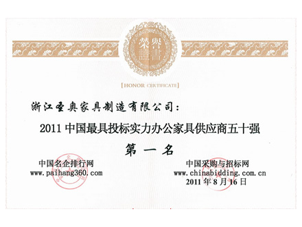 中國辦公家具投標實力五十強